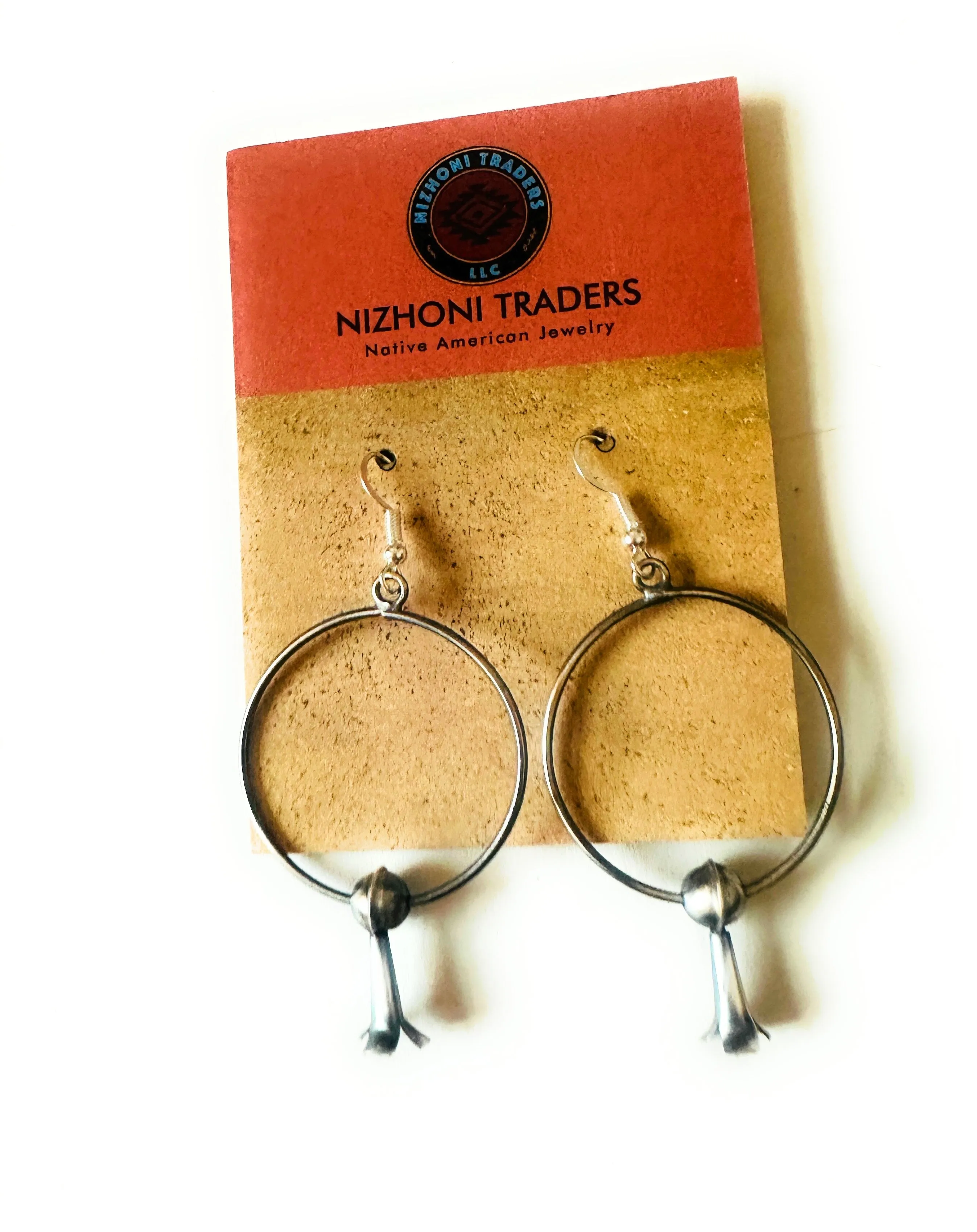 Navajo Sterling Silver Blossom Hoop Earrings