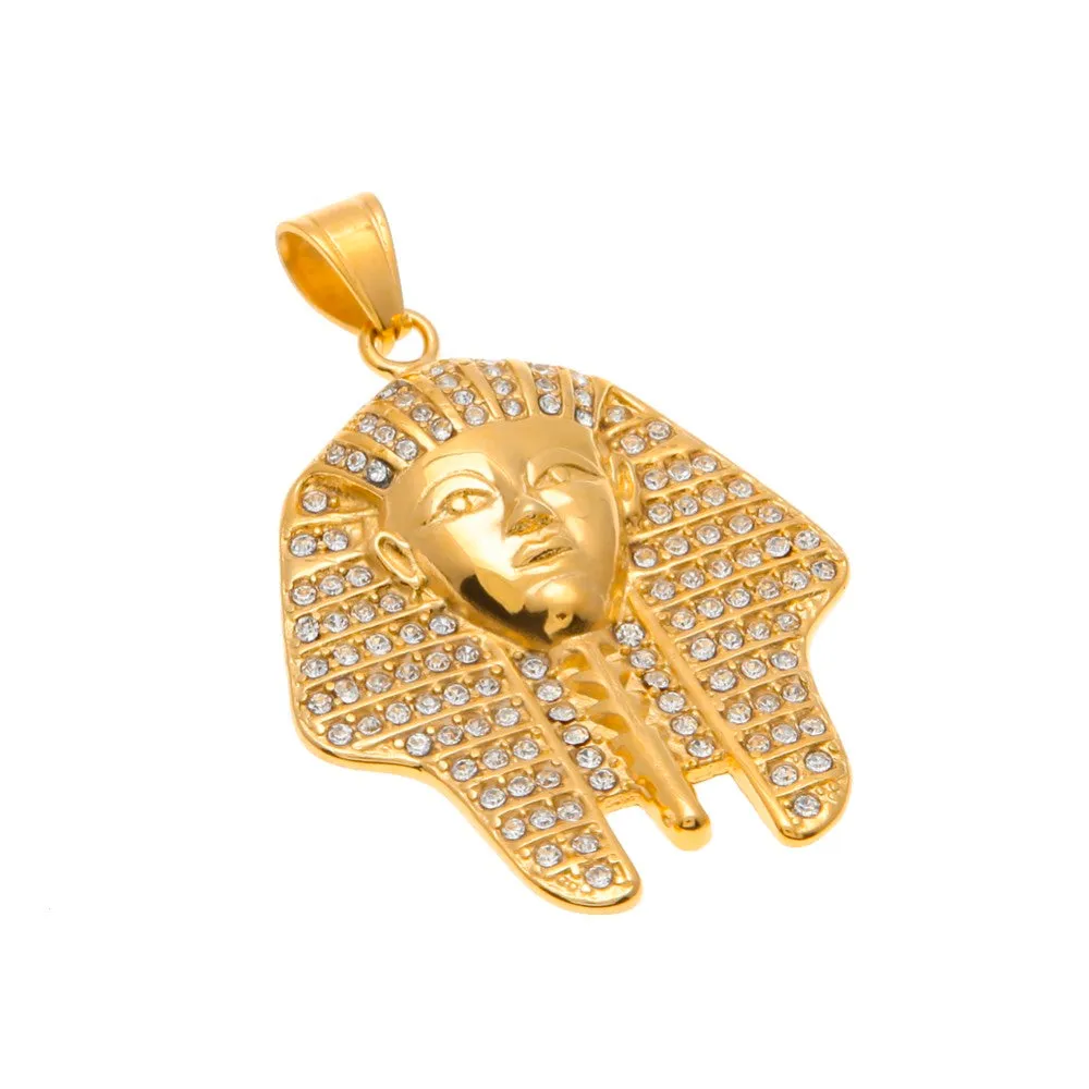 Pharaoh Tutankhamun Gold Pendant Long Chain For Men Necklace