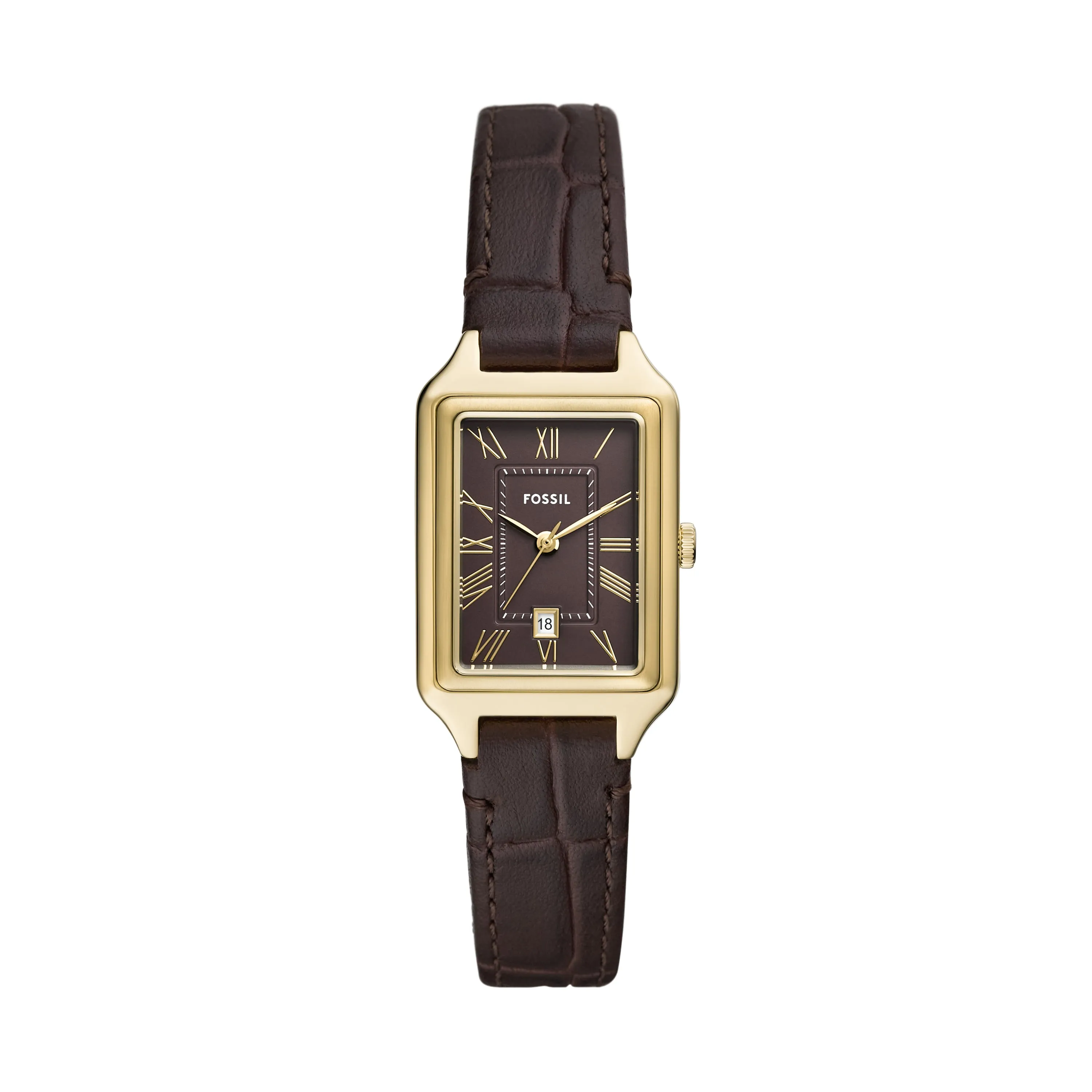 Raquel Three-Hand Date Brown Croco LiteHide™ Leather Watch