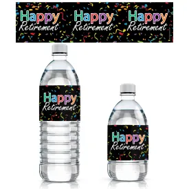 Retirement Party: Colorful Confetti -  Water Bottle Labels - 24 Stickers