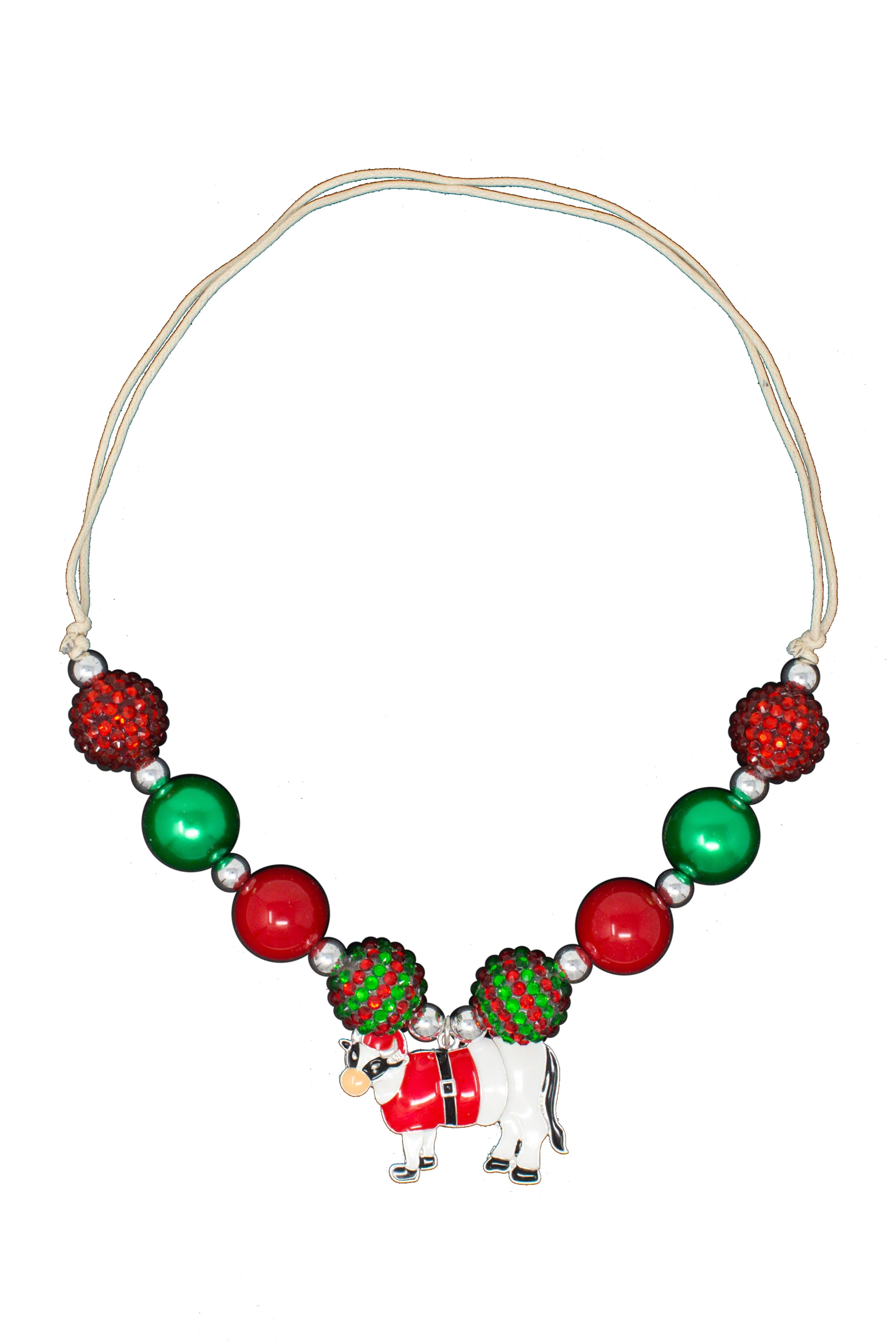 Santa Cow Bubblegum Necklace - Adjustable!