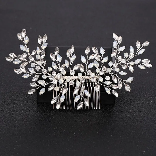 Silver Color Pearl Crystal Bridal Wedding Hair Combs