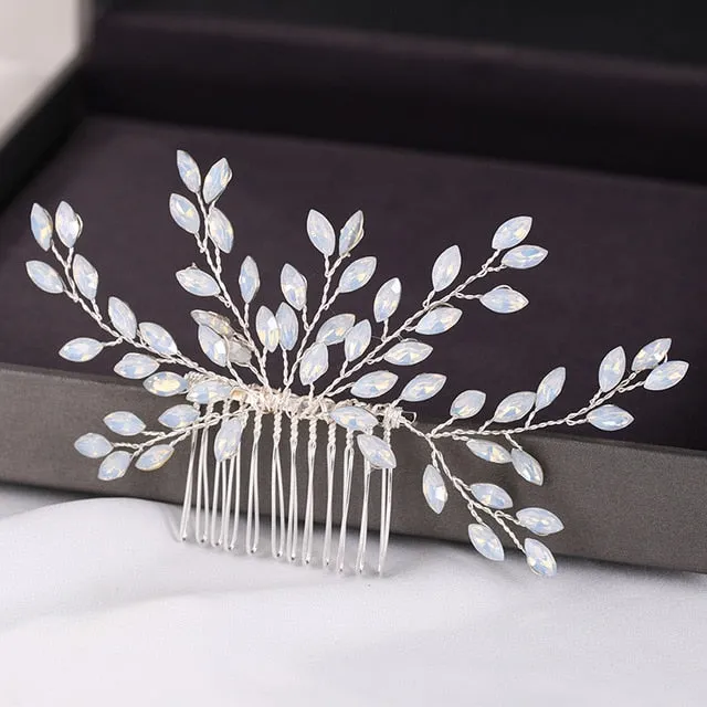 Silver Color Pearl Crystal Bridal Wedding Hair Combs