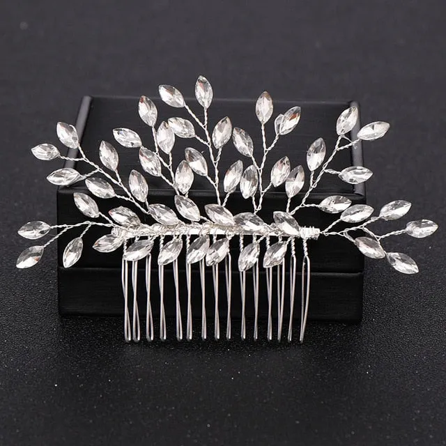 Silver Color Pearl Crystal Bridal Wedding Hair Combs