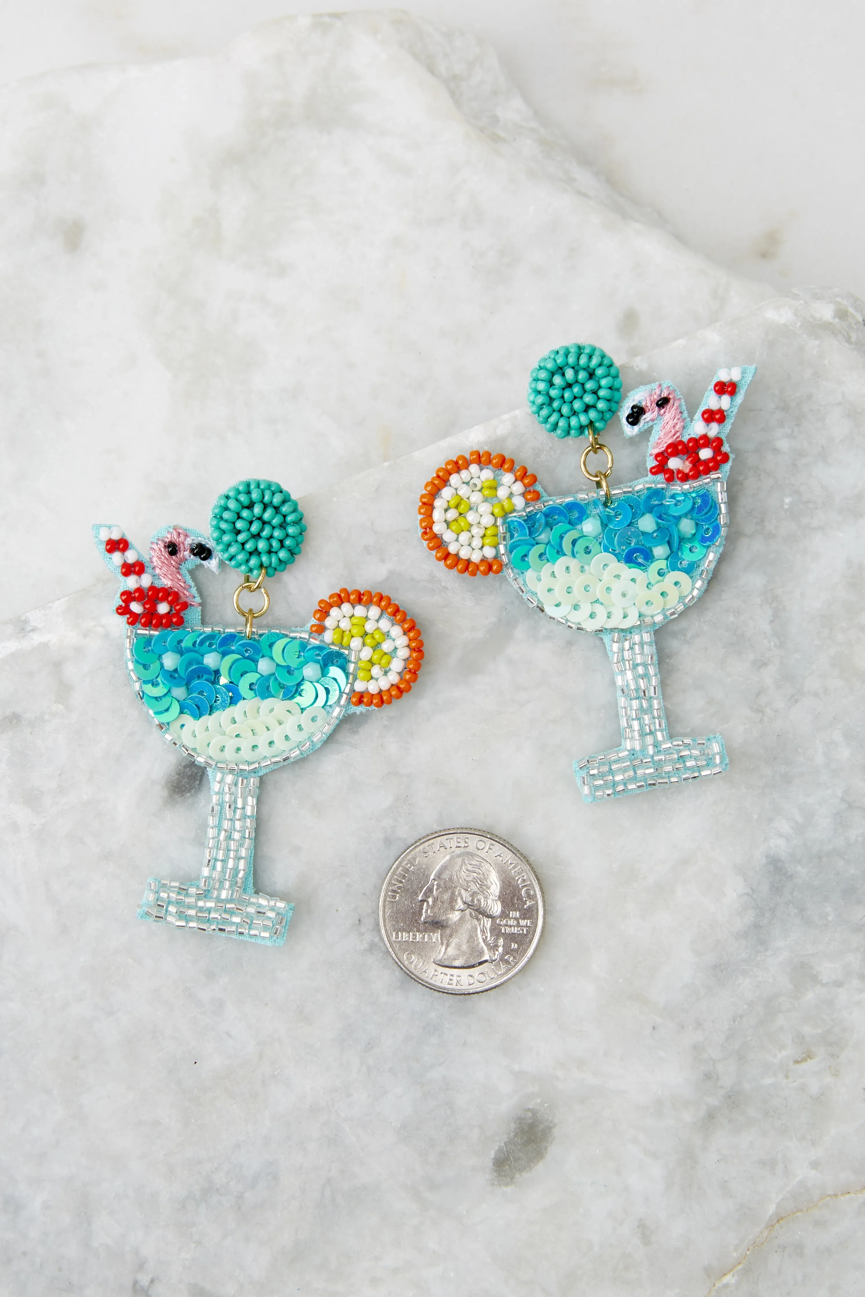 Sip By The Beach Turquoise Multi Beaded Earrings