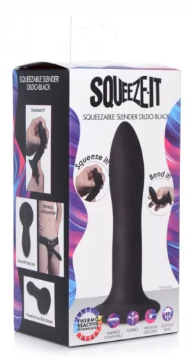 Squeezable Slender Dildo - Black