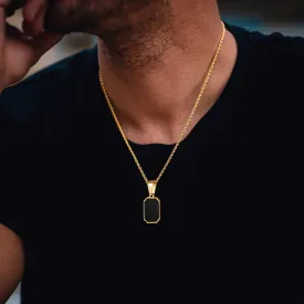 Stylish Gold Color Mens Geometric Square Necklaces,Black Enamel Rectangle Pendant with Rope Box Chain Collar Gift Jewelry