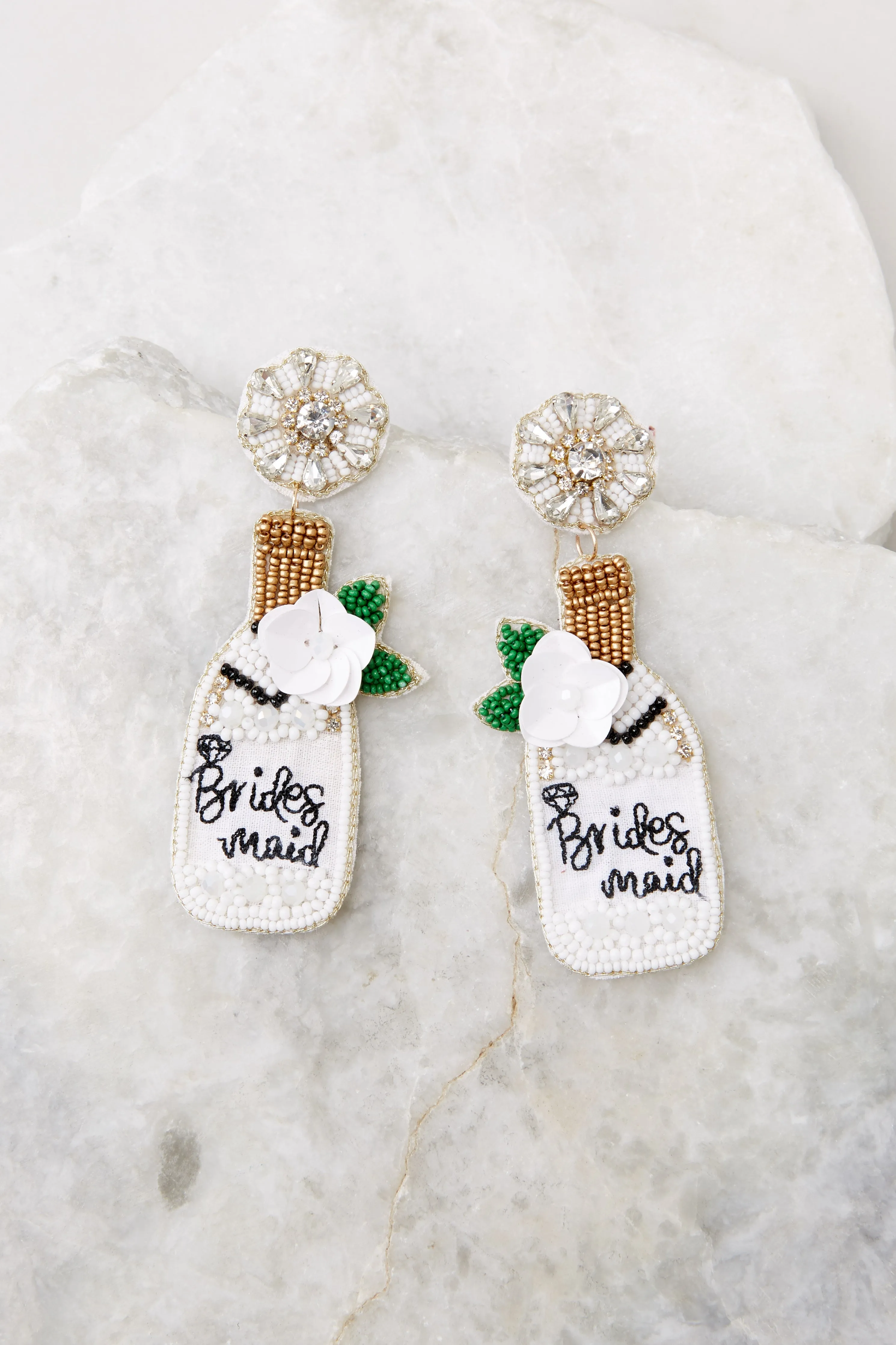 Time To Celebrate White Beaded Earrings