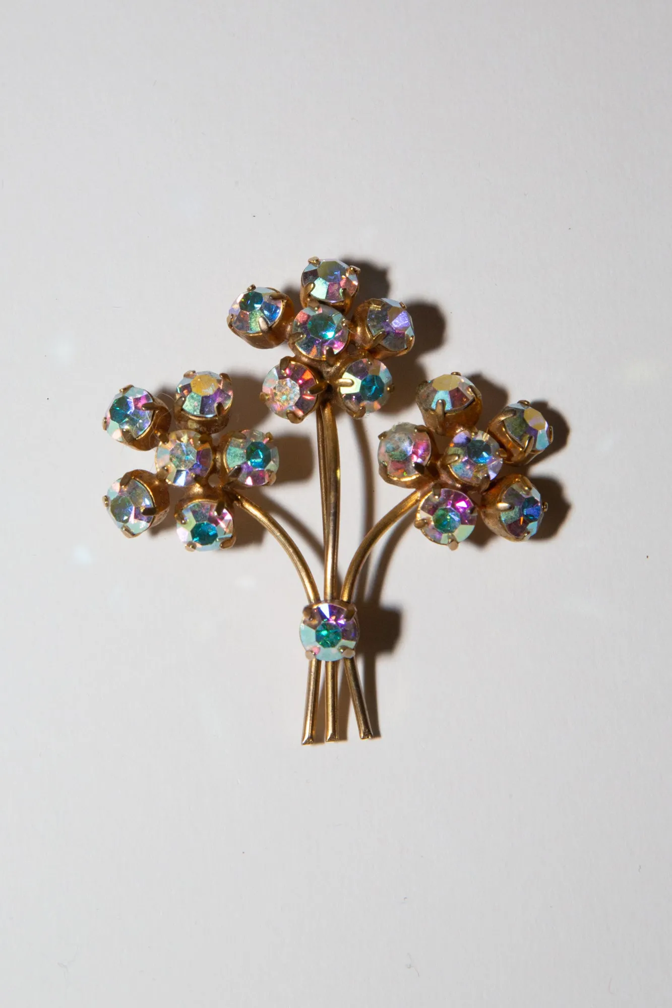 Vintage 1950s Floral Crystal Brooch