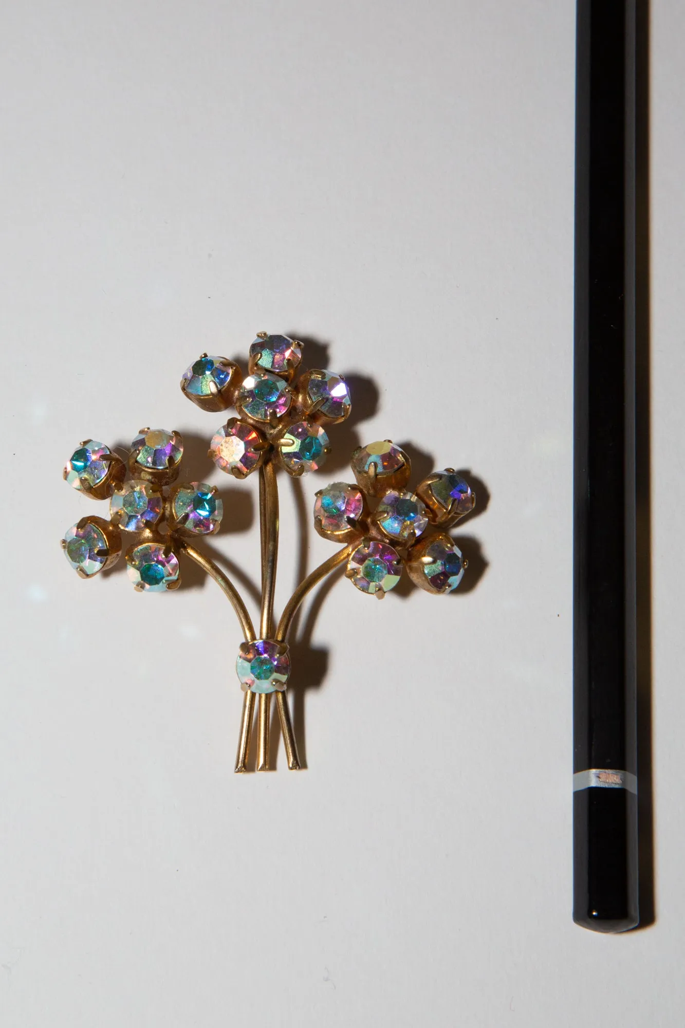 Vintage 1950s Floral Crystal Brooch