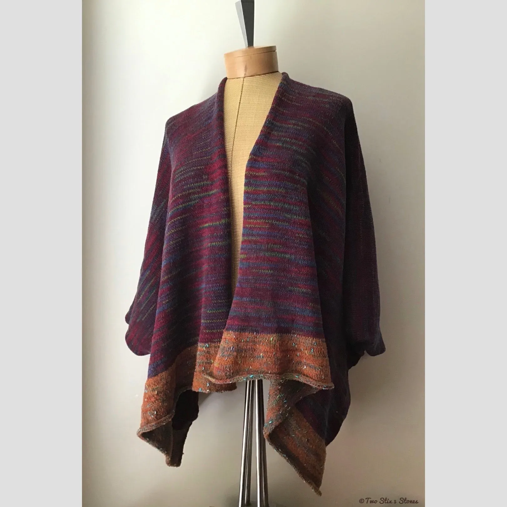 Wine Tweed w/Rust Tweed Trim Kimono